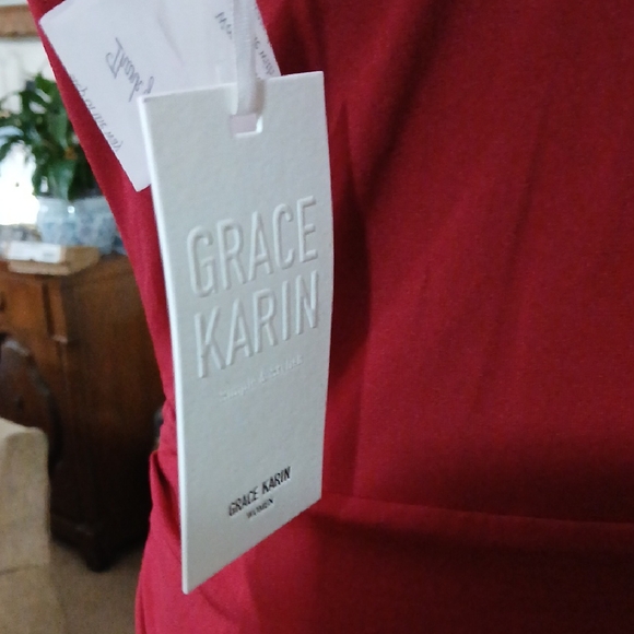 Grace Karin Burgundy High Low Dress - Picture 2 of 9